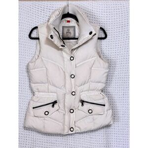 Esprit De Corp Puffer‎ Vest Women's Cream Quilted Sleeveless Jacket Size Small